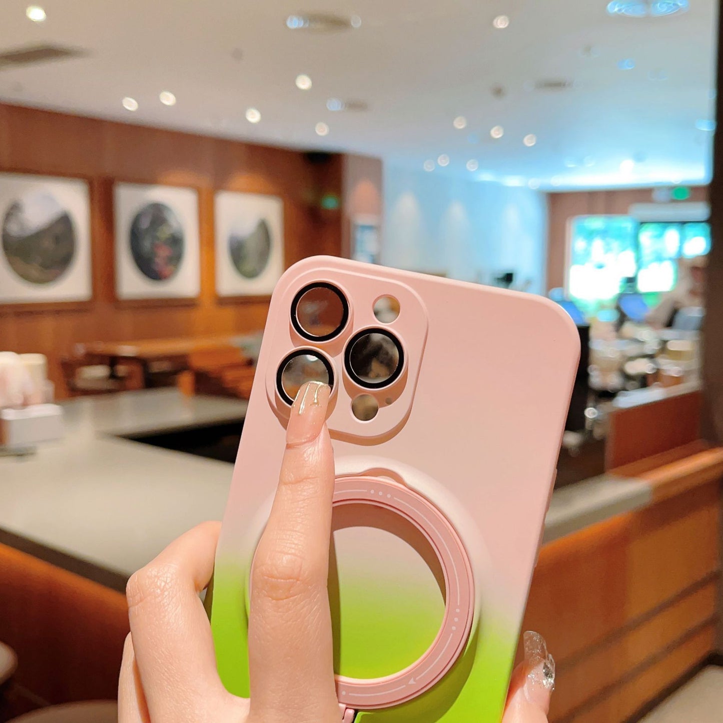 Applicable Mobile Phone, Integrated Support Magnetic Gradient Two-color Silicone Drop-resistant Soft Cover